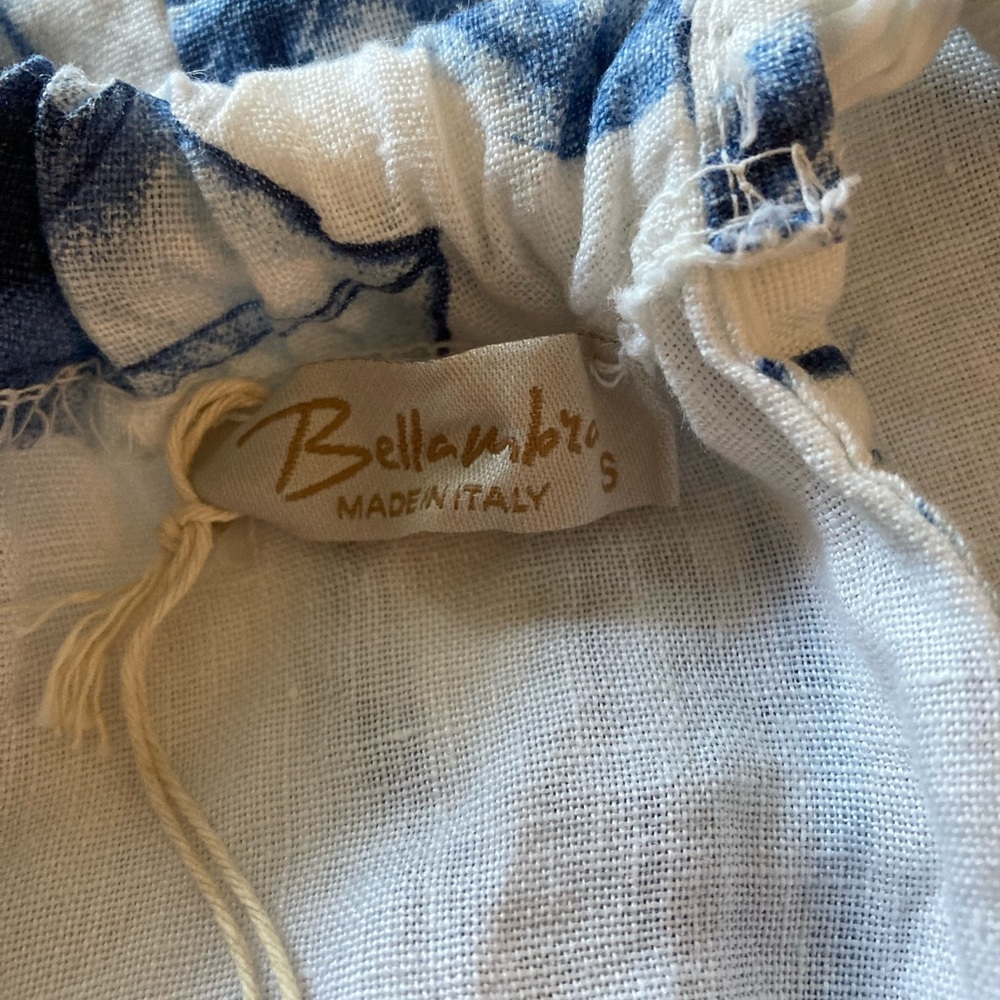 Bellambra Sleeveless Floral Print 100% Linen Dress Blue White Size S NWT - Picture 8 of 12